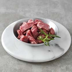 Cubed boneless lamb steak