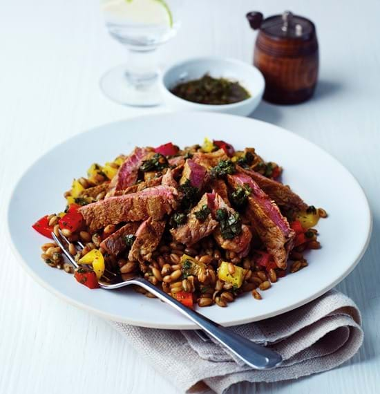 Aromatic Steak Salad with Freekeh and Chimichurri