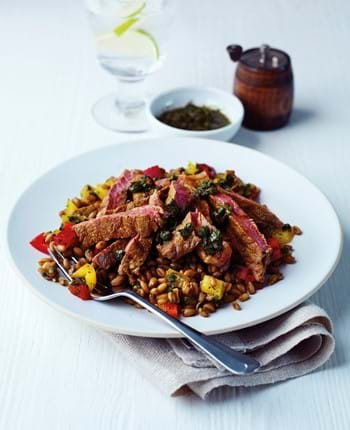 Aromatic Steak Salad with Freekeh and Chimichurri