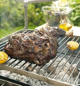 BBQ Slow Braised Shoulder of Lamb with Red Wine and Rosemary