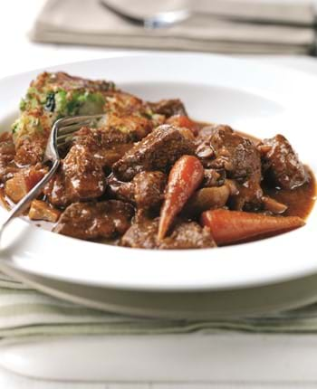 Beef Ale and Turnip Stew with Bubble and Squeak Cakes