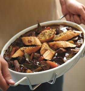 Beef Casserole with Mustard Croutons