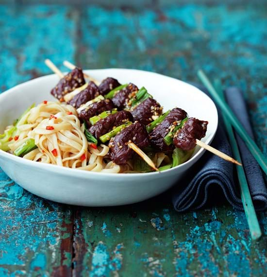 Beef Yakitori with Udon Noodles