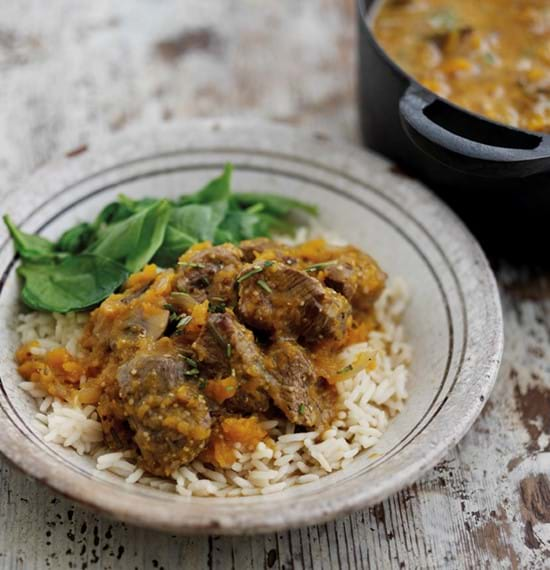 Braised Lamb with Mushrooms and Butternut Squash