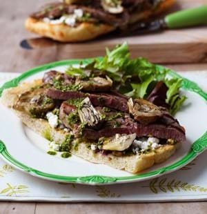 Beef,Artichoke and Feta Bruschetta