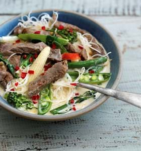 Chilli Beef and Coconut Noodle Soup