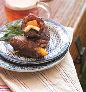 Cheesy BBQ Beef and Basil Rolls