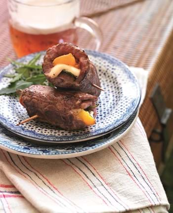 Cheesy BBQ Beef and Basil Rolls