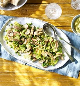 Coronation Thin Cut Steak, Radish and Pea Salad