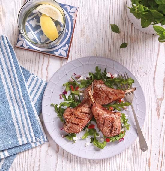 Greek-Style Lamb Stacks with Mint Relish