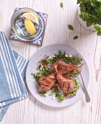 Greek-Style Lamb Stacks with Mint Relish