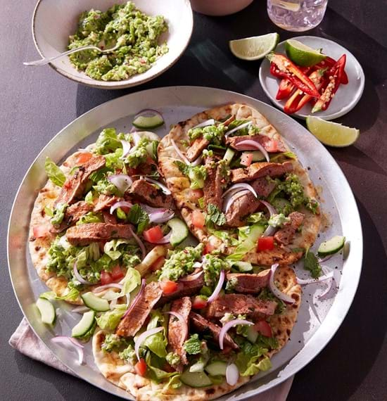 Lamb Flatbreads with Pea Guacamole