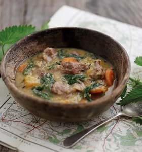 Lamb,Vegetable and Lentil Soup with Nettles