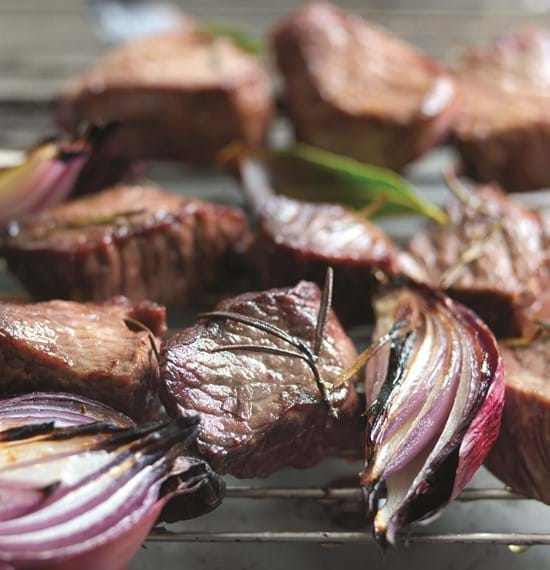 Lamb Skuets with Caper Dip