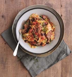 Lamb, Tomato and Aubergine Pasta