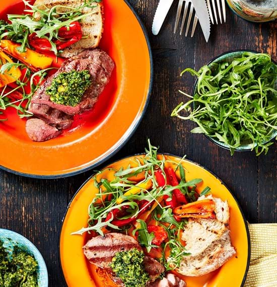 Lamb Leg Steaks with Watercress Pesto