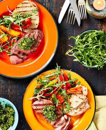 Lamb Leg Steaks with Watercress Pesto