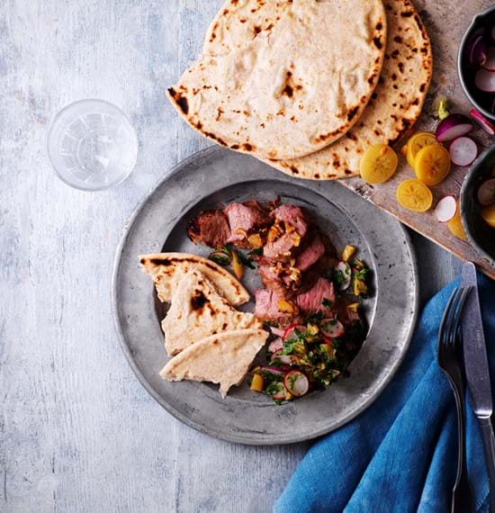 Lamb Leg Steaks with Preserved Lemons, Radish, and Parsley Relish