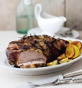 Lemon and Rosemary Roast Leg of Lamb with a Lemon and White Wine Gravy