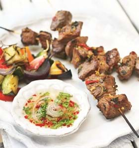 BBQ Lamb Kebabs with Lemongrass & Sweet Chilli Sauce