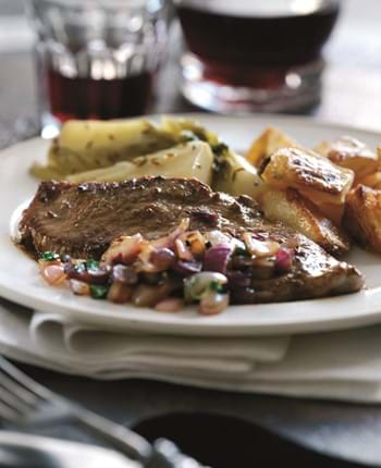 Madras-Style Leg Steaks with Red Onions,Coriander and Braised Fennel