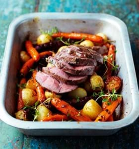 Lamb Mini Roast with Citrus Baby Carrots and New Potatoes