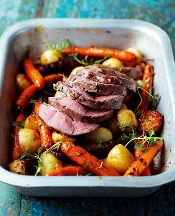 Lamb Mini Roast with Citrus Baby Carrots and New Potatoes