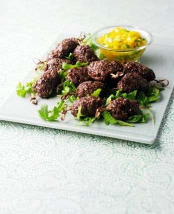 Mini Teriyaki Beef Savouries with Sweet Pepper Relish