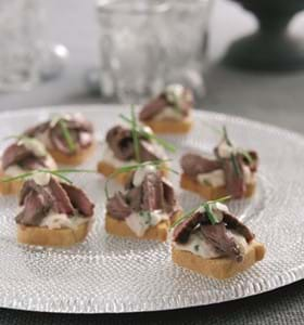 Miniature Beef Tarts with White Bean Puree