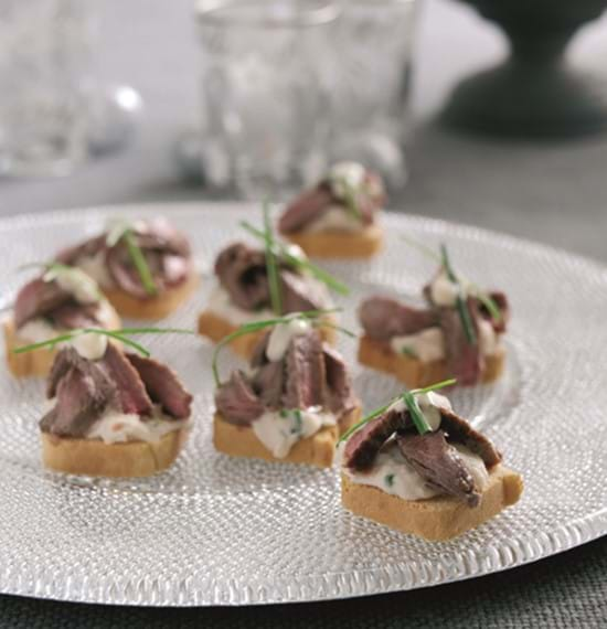 Miniature Beef Tarts with White Bean Puree