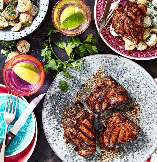 Minty Lamb Steaks with Potato and Watercress Salad