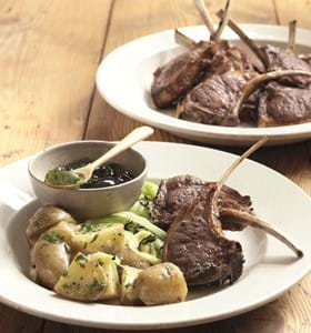 Minty Lamb Chops with Cheesy Saute Potatoes