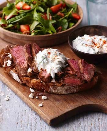 Moroccan Spiced Open Lamb Steak Sandwich