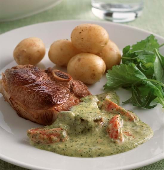 Pan-fried Steaks with Pesto Sauce