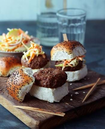 Piquant Mini Burgers with Apple and Chilli Slaw