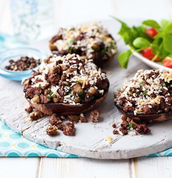 Portobello Mushrooms with Beef and Aubergine