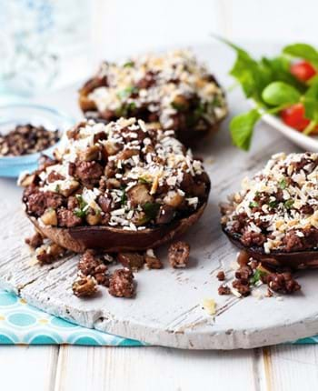 Portobello Mushrooms with Beef and Aubergine