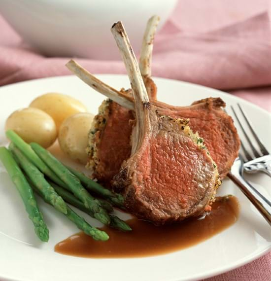 Rack of Lamb with a Herb Crust,Marsala and Redcurrant Sauce