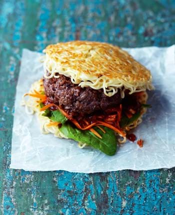 Ramen Burgers with Tonkatsu Sauce