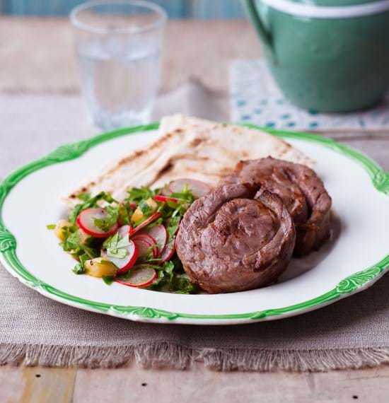 Lamb Rosettes with Preserved Lemons, Radishes and Parsley Salad Relish