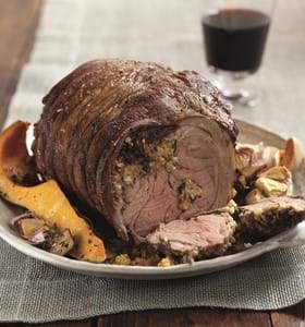 Roast Boneless Shoulder of Lamb with Fruity Stuffing