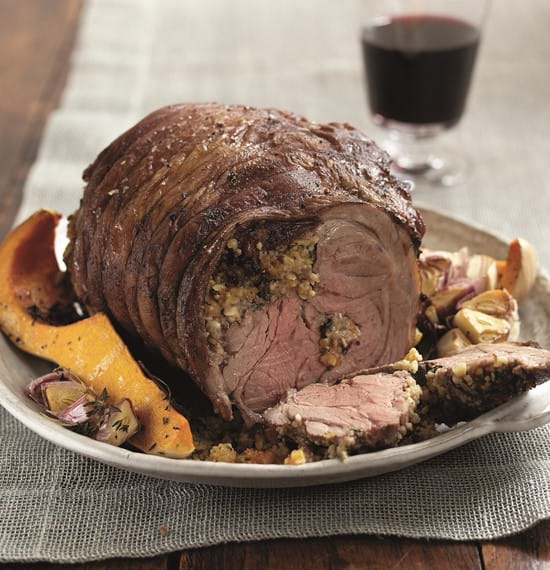 Roast Boneless Shoulder of Lamb with Fruity Stuffing