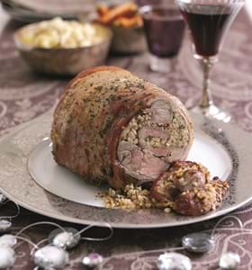 Roast Boneless Shoulder of Lamb with Lemon,Caper and Anchovy Stuffing