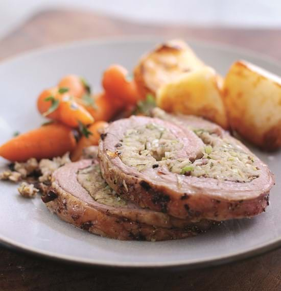 Roast Breast of Lamb with Leek and Chestnut Stuffing