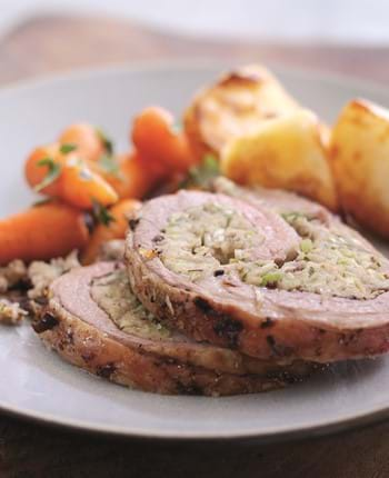 Roast Breast of Lamb with Leek and Chestnut Stuffing