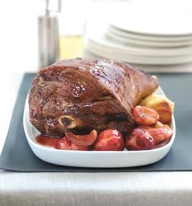 Roast Lamb with Plum Apple and Cider Chutney