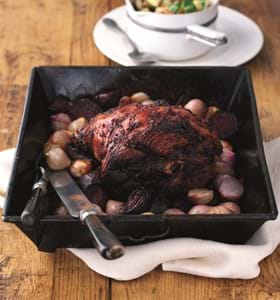 Roast Lamb with Rosemary, Shallots and Beetroot