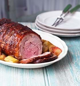 Roast Shoulder of Lamb with Rhubarb