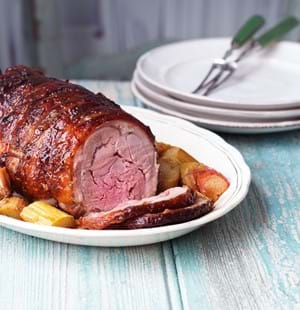 Roast Shoulder of Lamb with Rhubarb