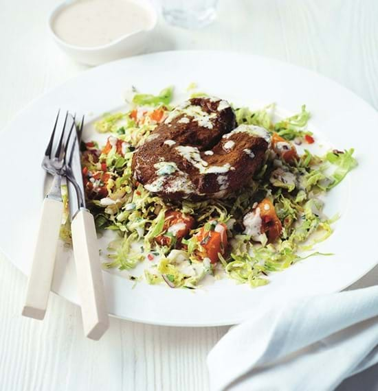 Szechuan Steak with Roast Squash and Brussels Sprout Salsa